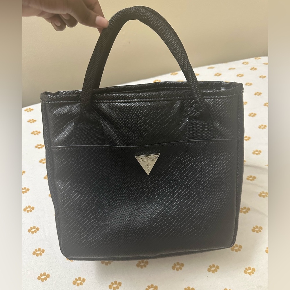 Black Leather Guess Bag medium